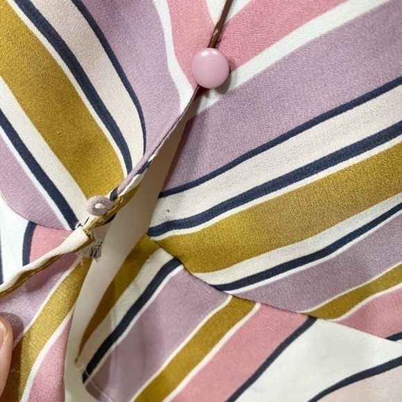 Lipslide Pink and Neutral Striped Cropped Button Down Top - Picture 4 of 8